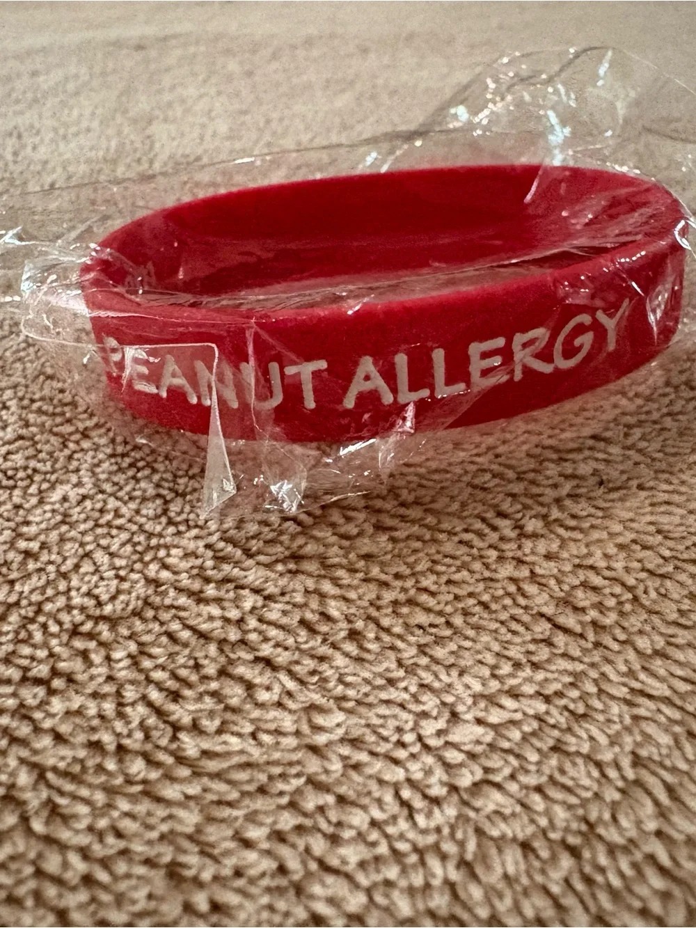 Peanut Allergy Red Kids Silicone Bracelet Health ID Awareness Wristband NEW
